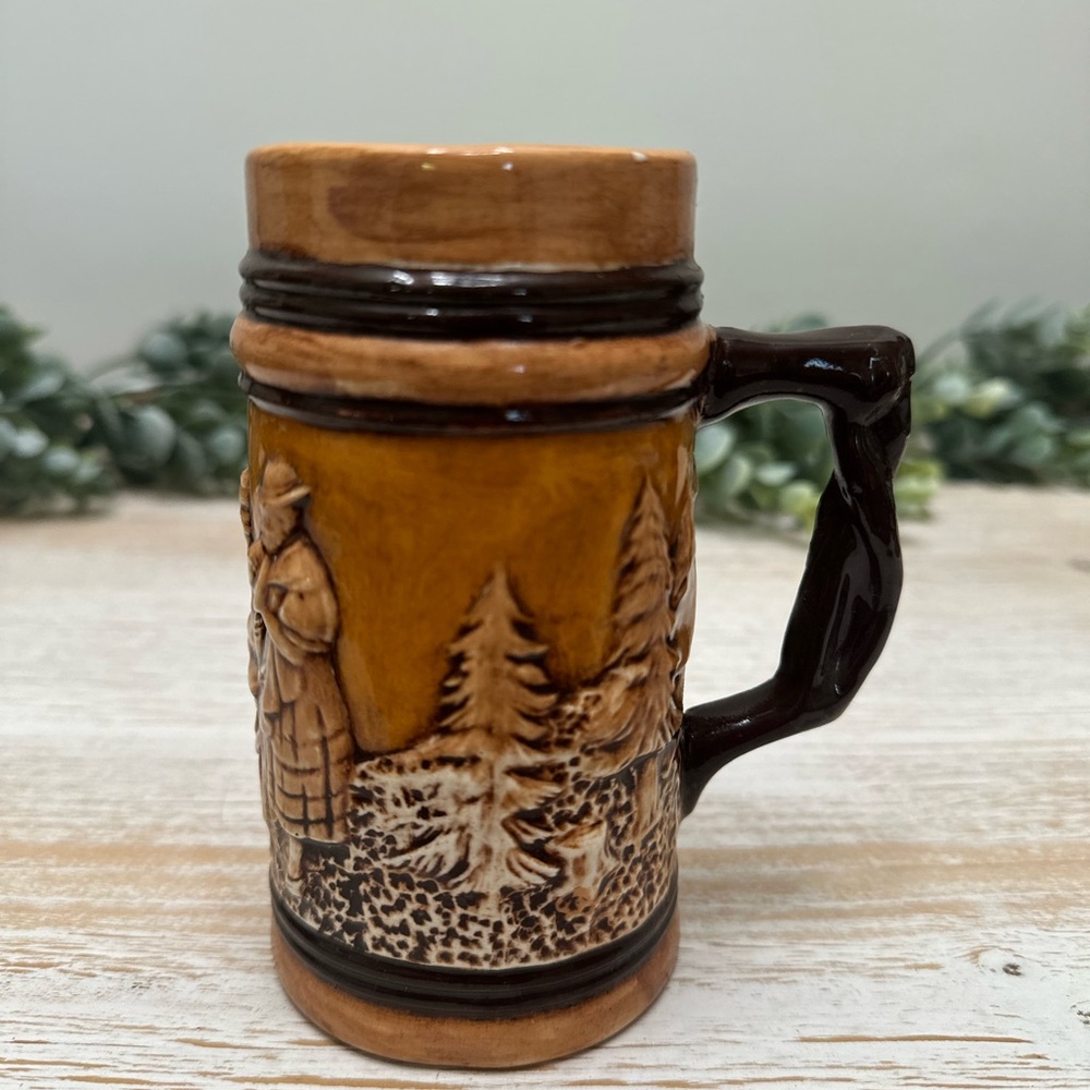 Vintage Brown Ceramic Mug with Handle